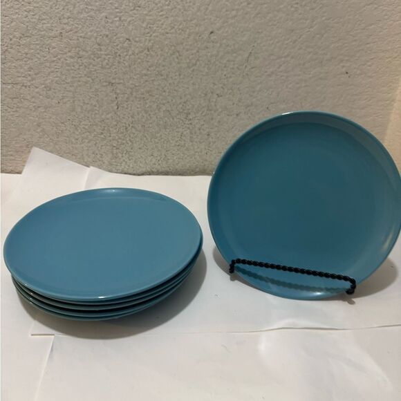 6 Ikea of Sweden 15199 Stoneware Salad Lunch Plate Fargrik 8.25” Turquoise Blue - Picture 2 of 7